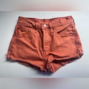 Levi's Orange 501 Denim Jean Shorts